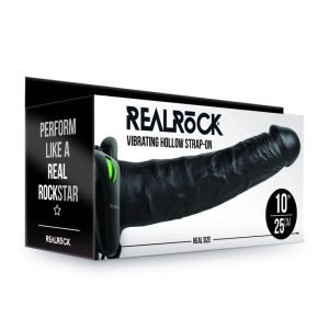 REALROCK Vibrating Hollow Strap-on - 24.5 cm Black
