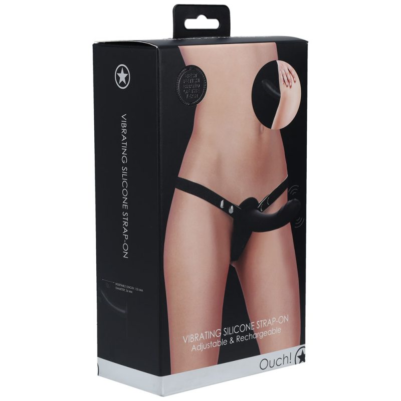 OUCH! Vibrating Silicone Strap-On - Black