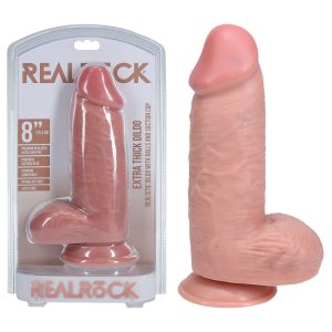 REALROCK 20cm Extra Thick Dildo with Balls - Flesh