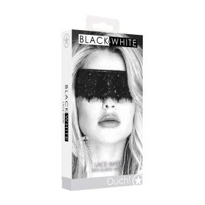 OUCH! Black & White Lace Mask With Elastic Straps